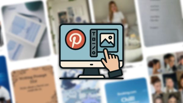 Im Hintergrund ein Pinterest Screenshot und im Vordergrund ein Icon mit dem Pinterest Logo