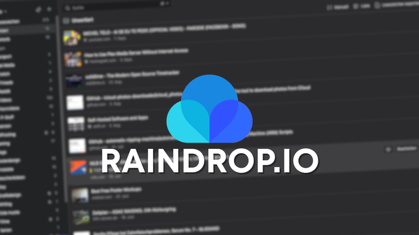 Ein Screenshot von Raindrop.io mit dem Logo im Vordergrund