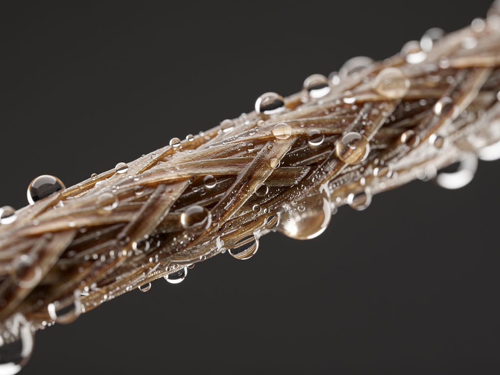 Microscopic view of a wet human hair strand showing its structure