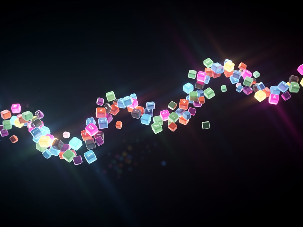 Abstract visualization of amino acid building blocks