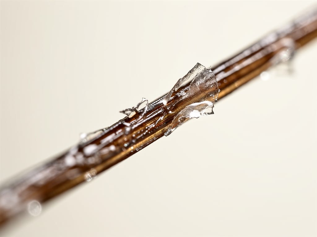 Close-up of a human hair cuticle showing signs of friction