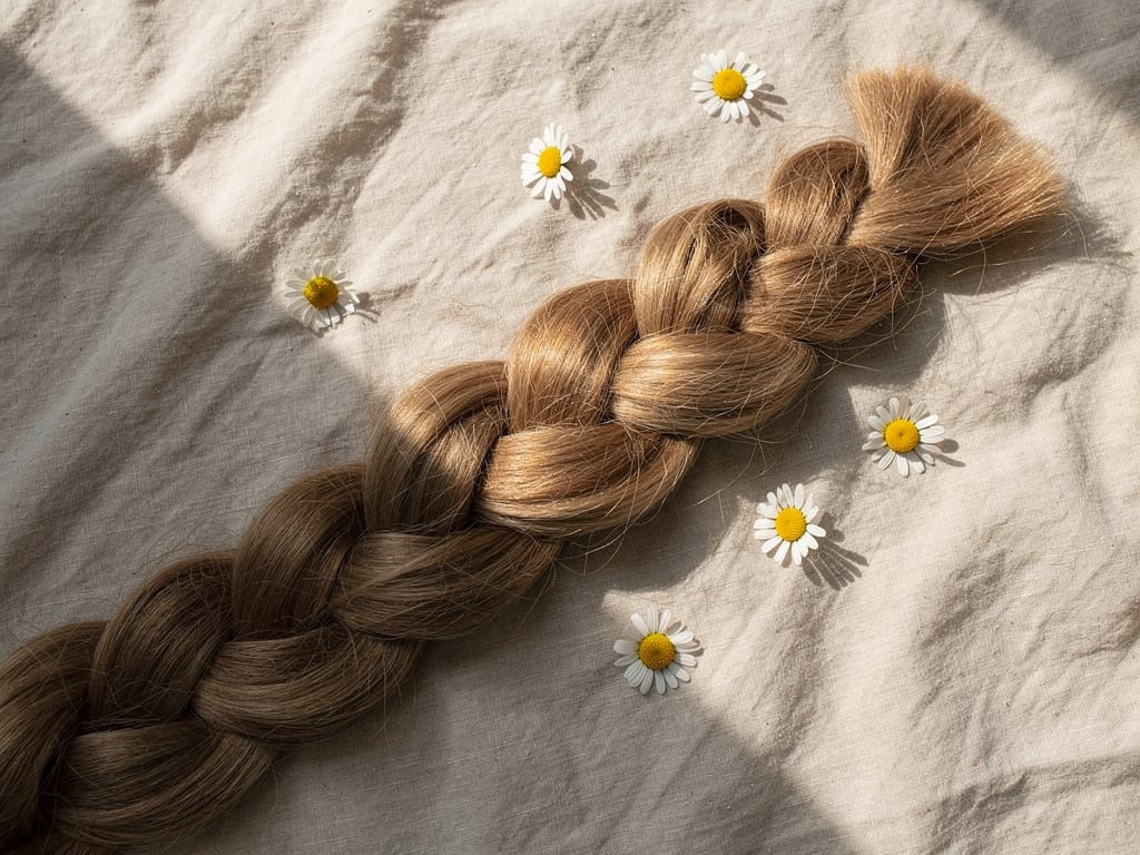 A soft, loose braid on a linen background.