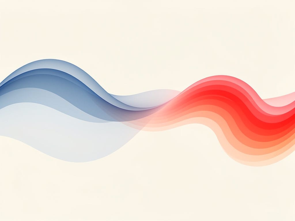 An abstract image showing a transition from calm blue to irritated red