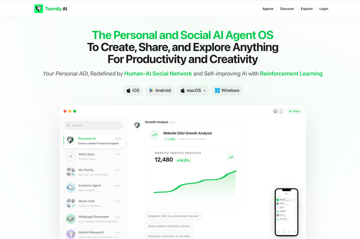 Teamily AI Launches Its Personal AI Agent OS, Redefining Personal AGI Through a Self-Improving AI+Human Social Network