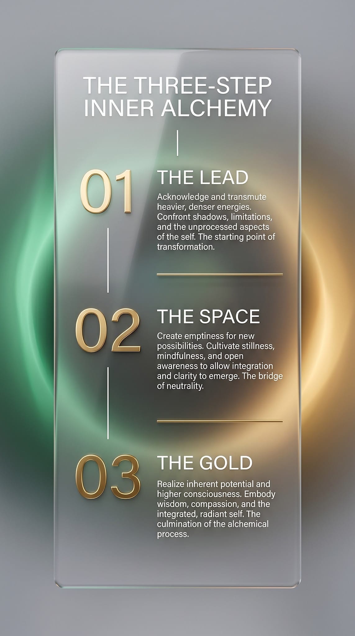 The Three-Step Inner Alchemy The Three-Step Inner Alchemy, Contentment Alchemy, Quantum Metaphysics, Heart-Brain Coherence, Epigenetics And Mindset, Co-Creating Reality, Mindfulness Practices, Emotional Frequency