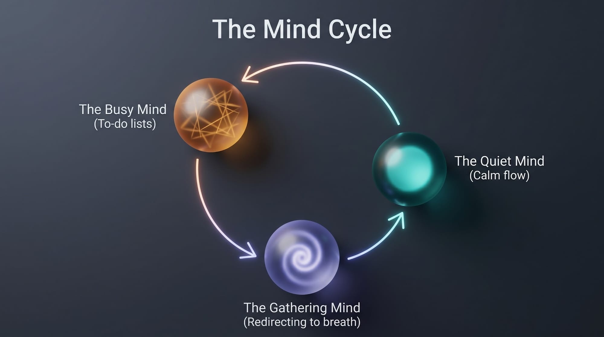 Mind Cycle Diagram, Holistic Living, Simple Science and Soul Wisdom, Mind Body Spirit Connection, Deep Blueprint of Living Well, Spiritual Energy Management, Ancient Wisdom and Modern Science
