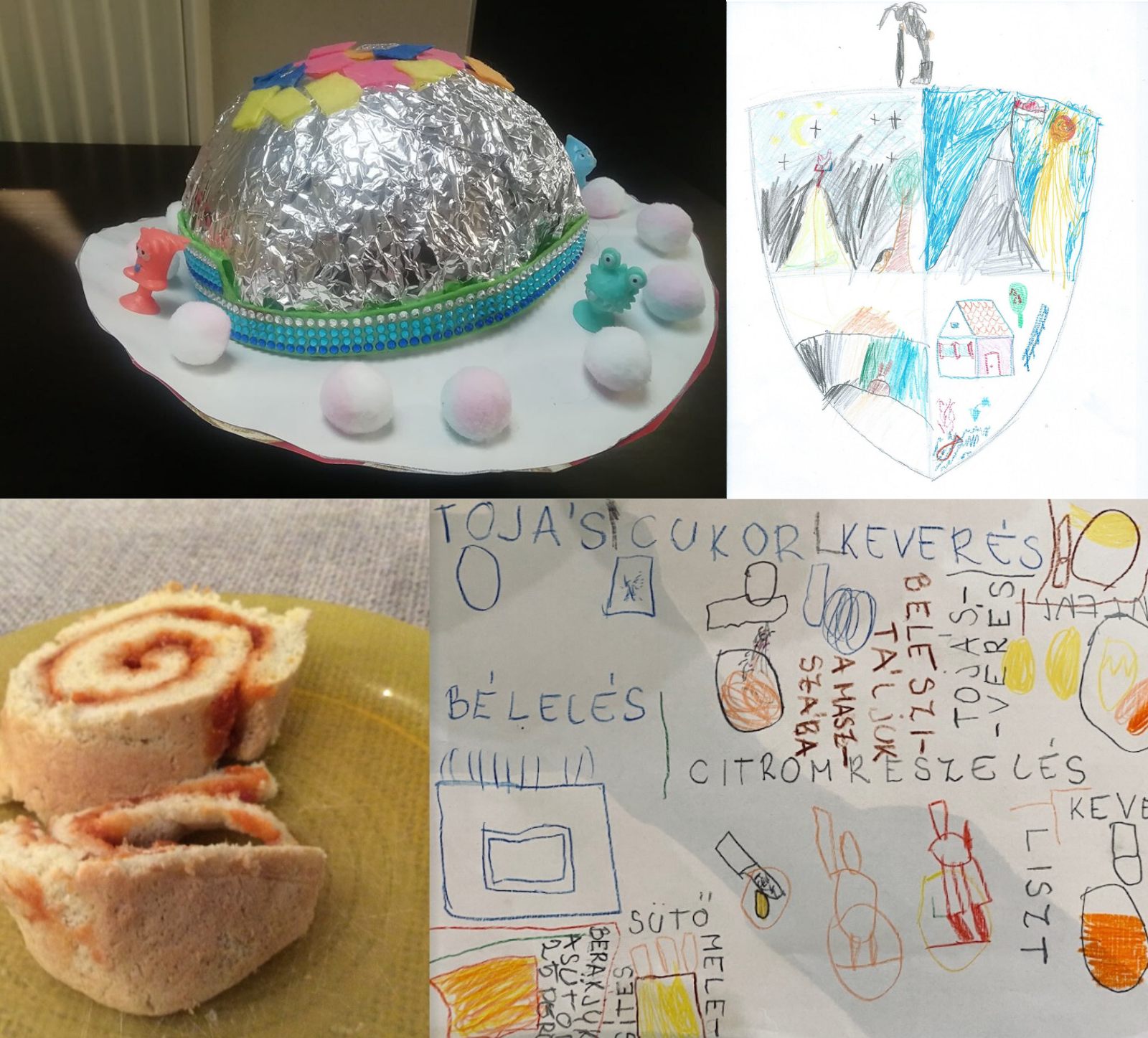 Offline feladatok a B38-as gyerekektől: saját bolygó, családi címer, süti és receptje