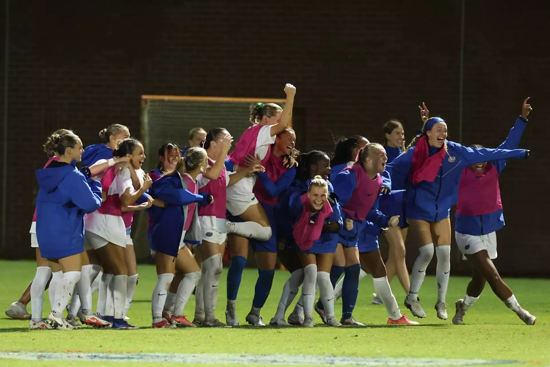Florida soccer celebrating during game vs Alabama