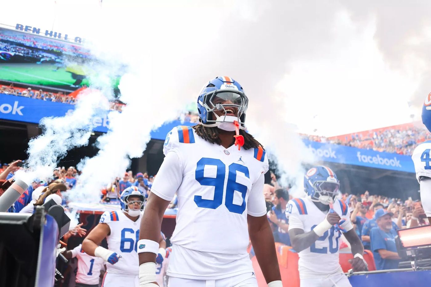 Florida defensive lineman JaReylan McCoy runs onto the field before the South Carolina game