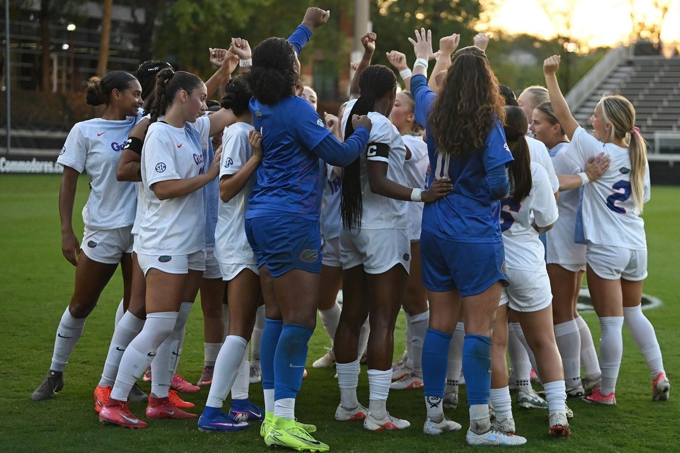 Florida soccer pre-match huddle at Vanderbilt
