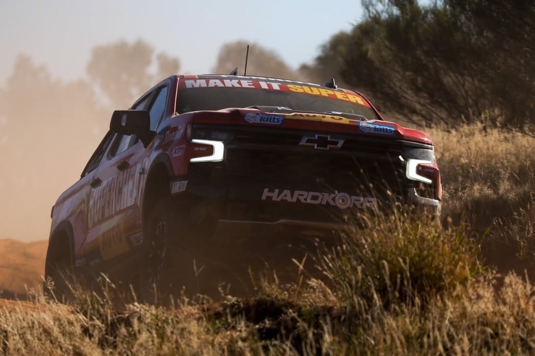 A Chevrolet Silverado ZR2 driven by Craig Lowndes to victory in the 2026 Finke Desert Race