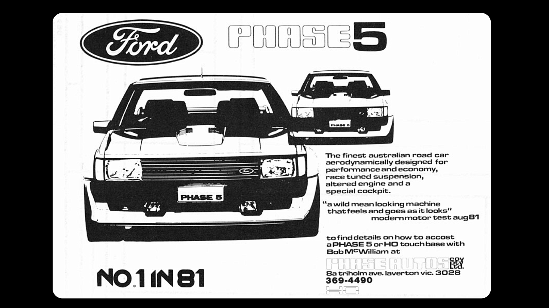 A 1981 ad for the Phase 5 Ford Falcon
