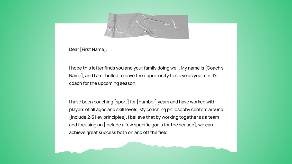 Sample Coach Introduction Letter to Parents