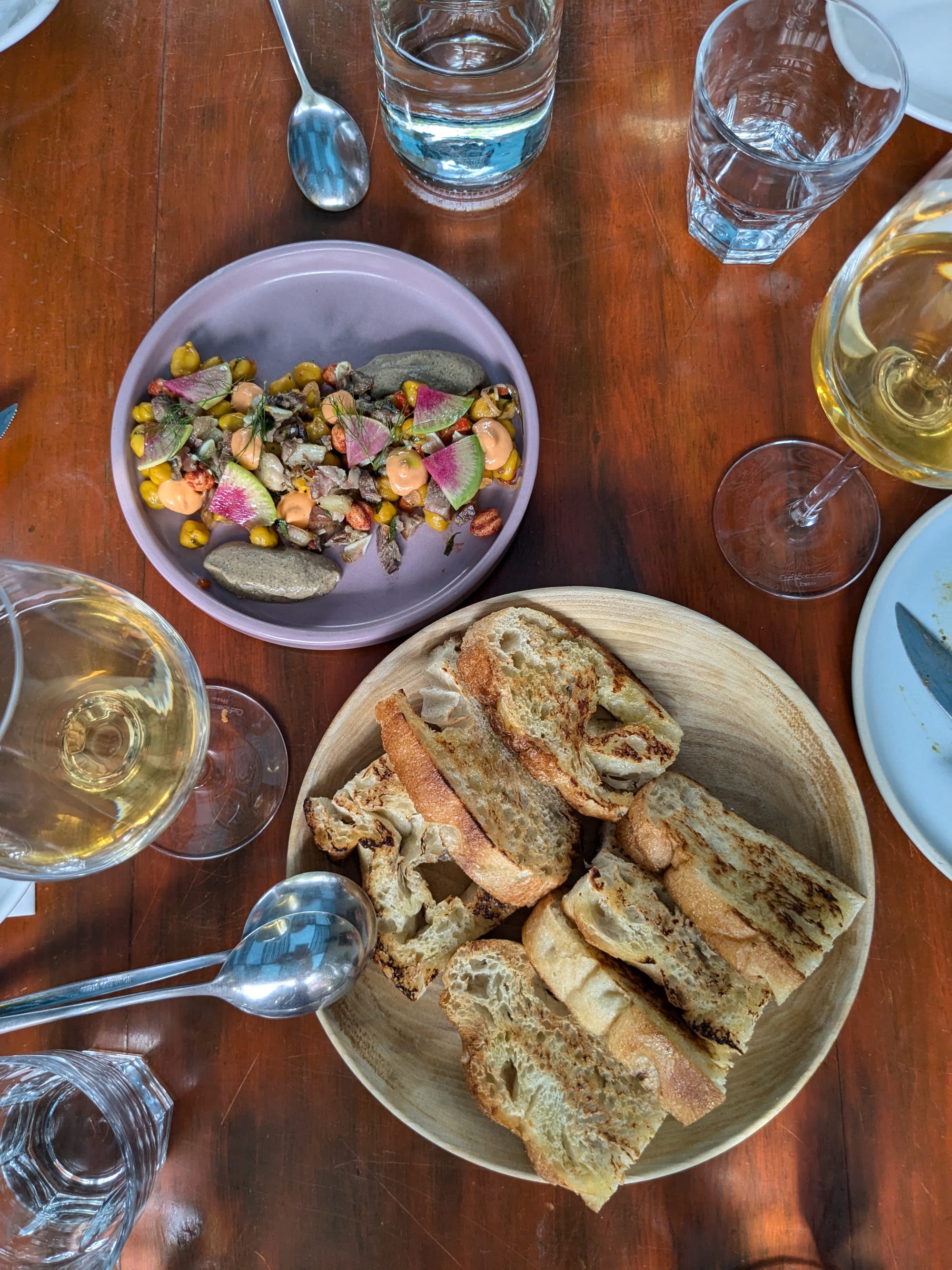 Table spread at Esquina Común restaurant in Condesa, Mexico City