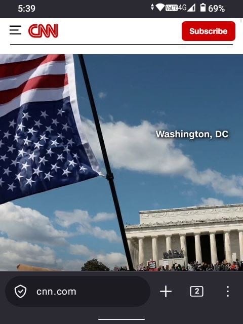 A screenshot from Firefox on the sidephone. It is displaying the CNN homepage.