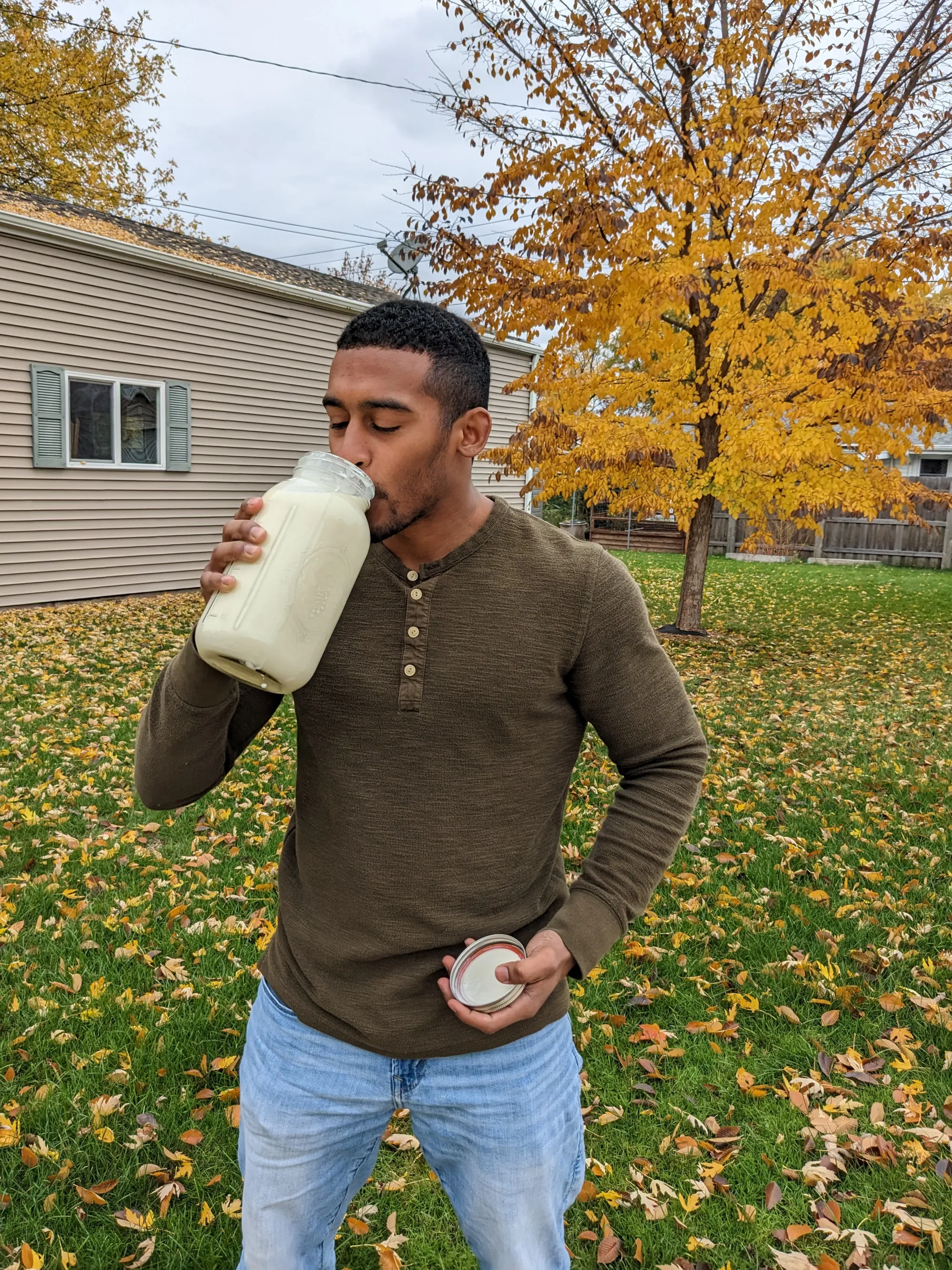 Me taking a sip of raw milk