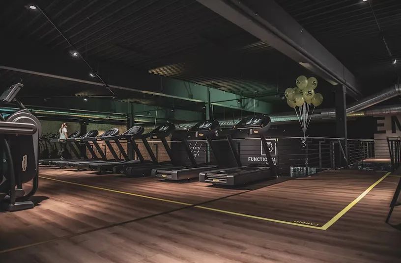 Row of treadmills