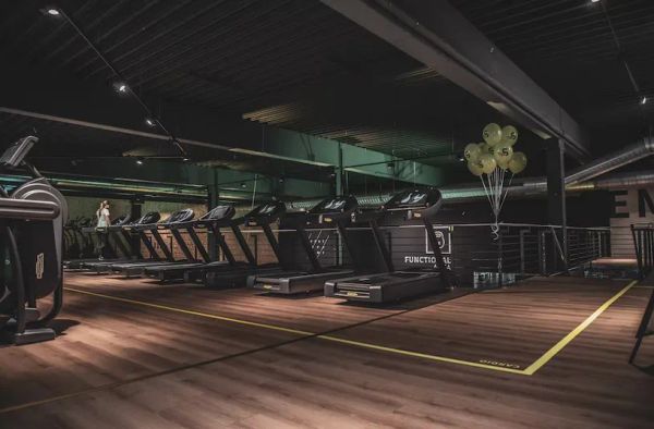 Row of treadmills