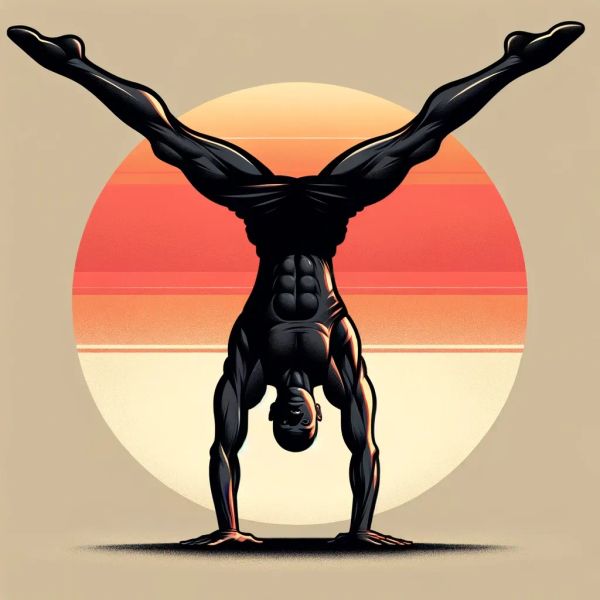 A black athlete doing a handstand