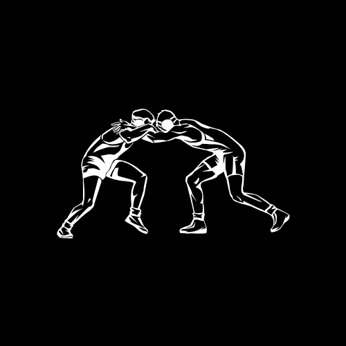 Two wrestlers hand fighting