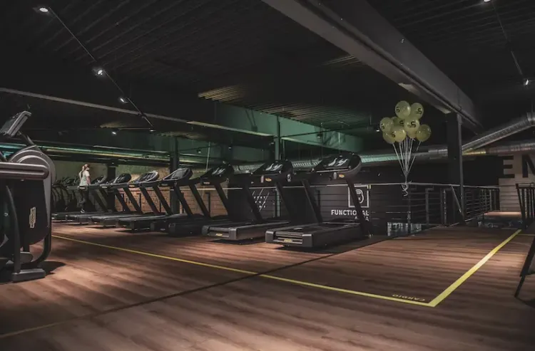 Row of treadmills