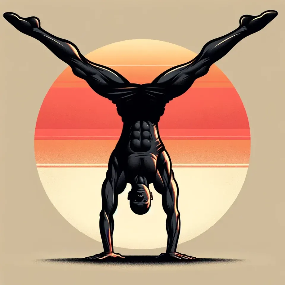 A black athlete doing a handstand