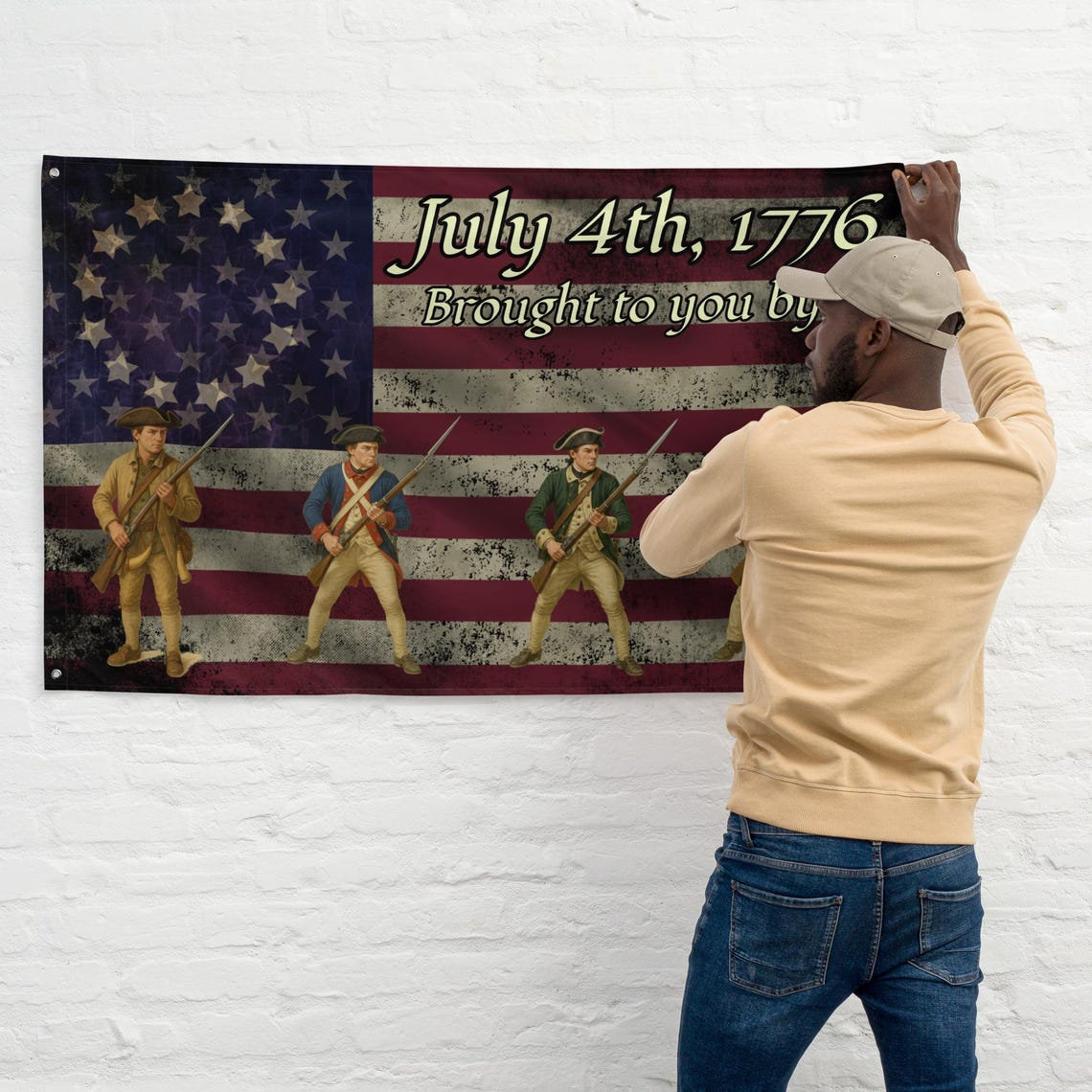 4th of July banner displayed on a wall