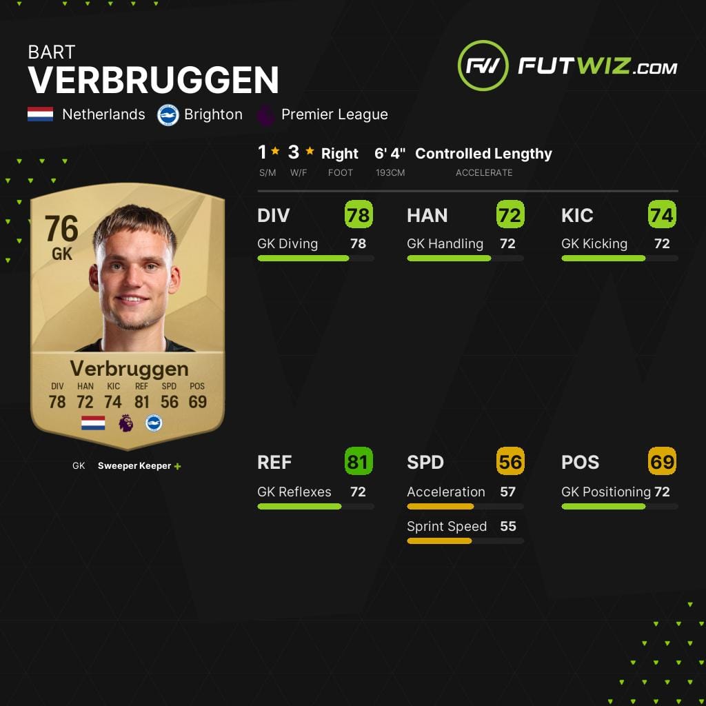Brighton's Bart Verbruggen, one of the best wonderkid goalkeepers on EA FC 25