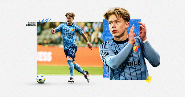 Graphic featuring photos of Matias Siltanen playing for Djurgarden