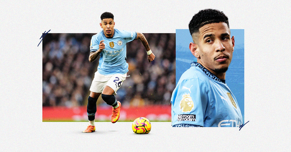 Graphic featuring photos of Manchester City's Sávio