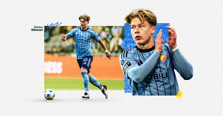 Graphic featuring photos of Matias Siltanen playing for Djurgarden