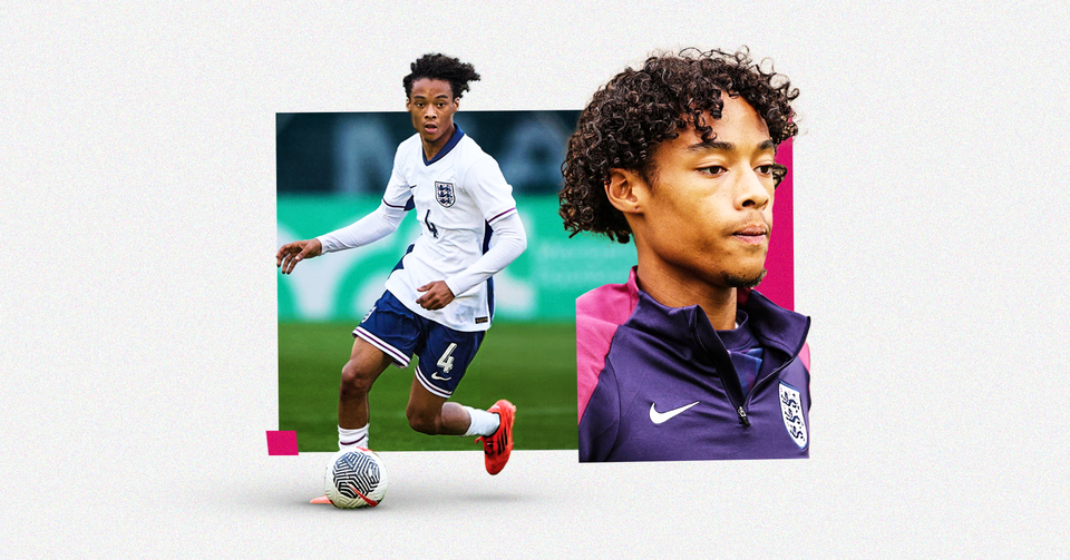 Graphic with Kiano Dyer playing for England U-19s