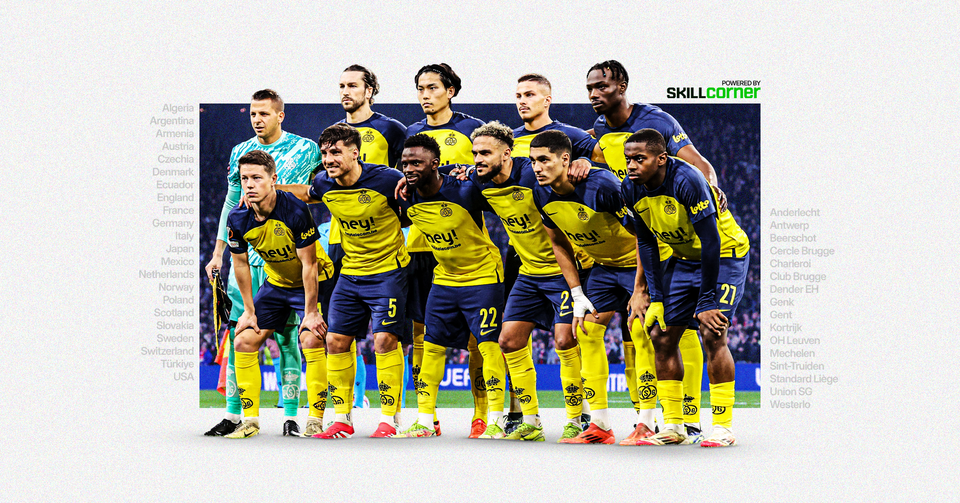 Graphic featuring a team photo of Royale Union Saint-Gilloise