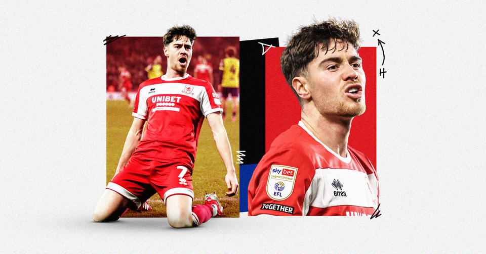 Graphic featuring photos of Middlesbrough's Hayden Hackney