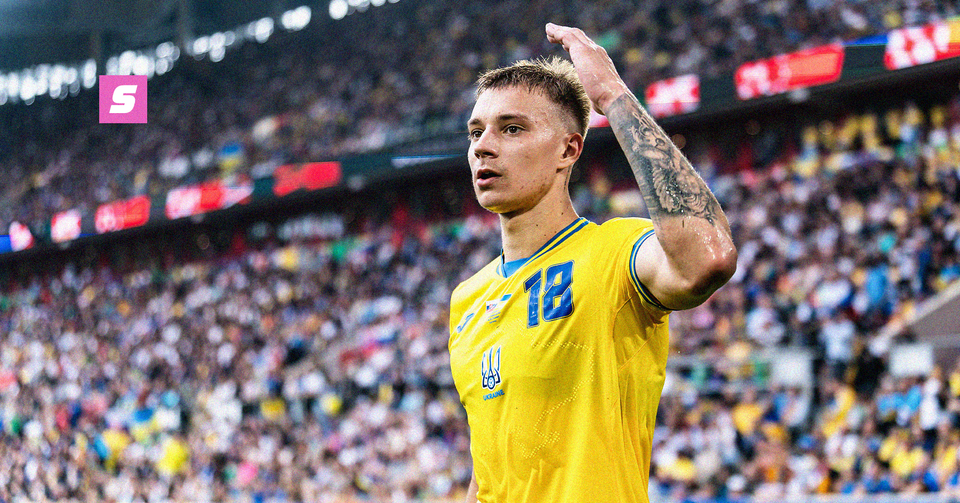 Volodmoyr Brazhko playing for Ukraine at UEFA EURO 2024