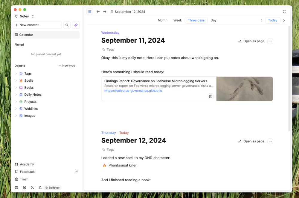 Calendar views