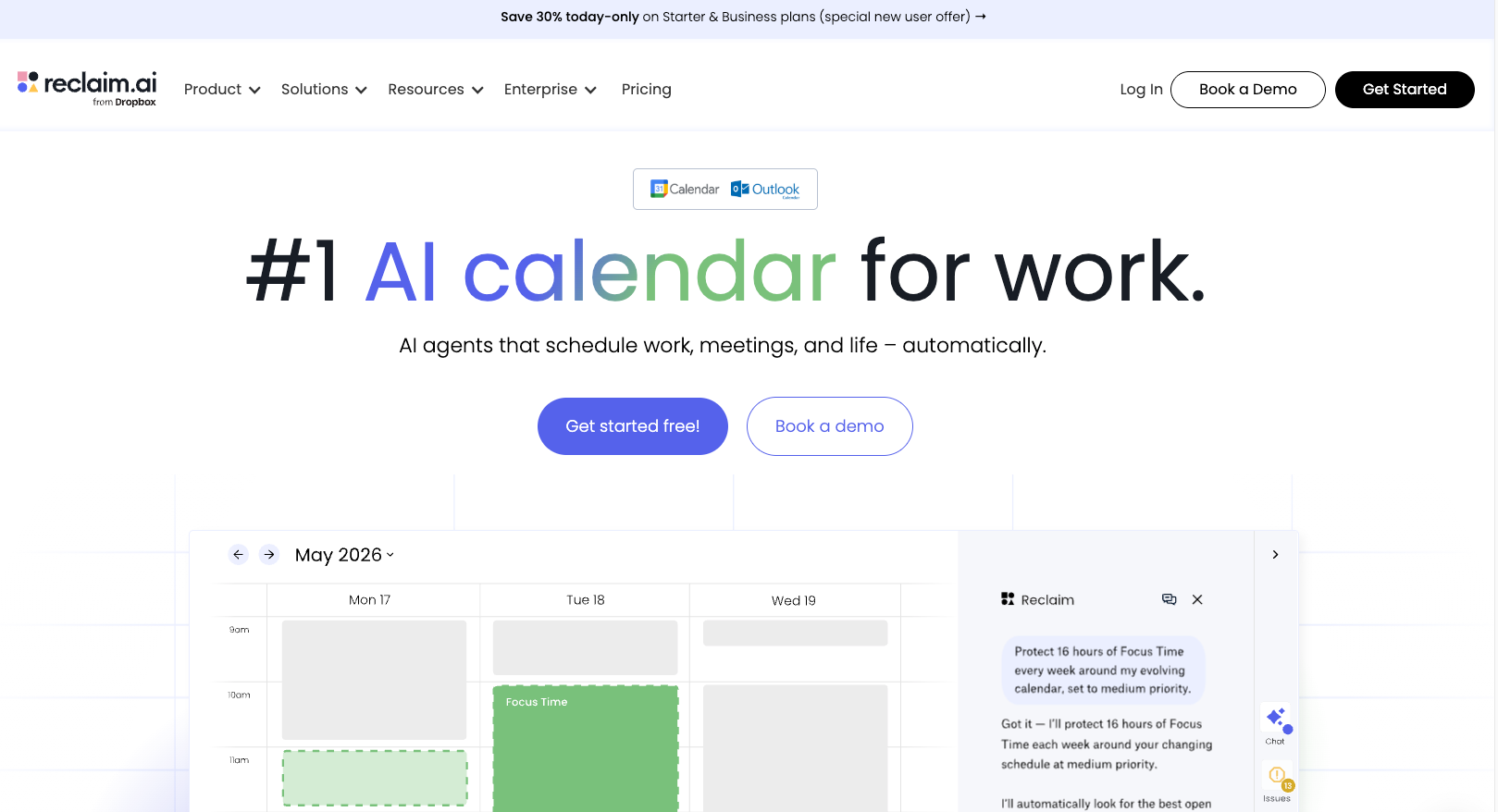 Reclaim.ai — best for defending your calendar