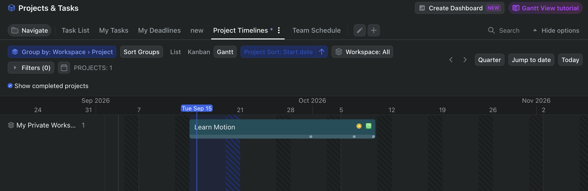 Motion gantt chart