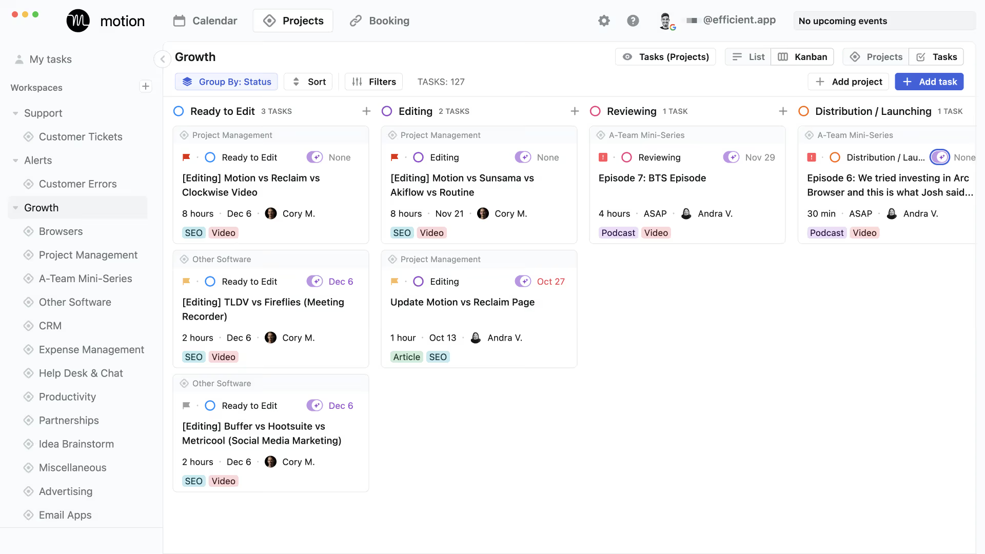 Kanban-style project boards