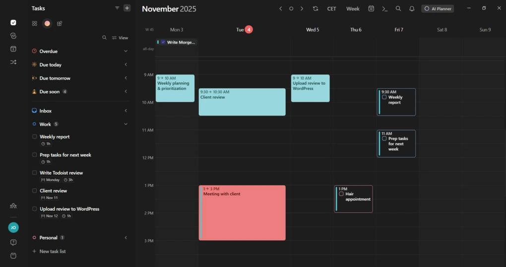 morgen User interface