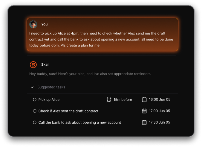 I can just brain dump and saner.ai turns that into tasks automatically