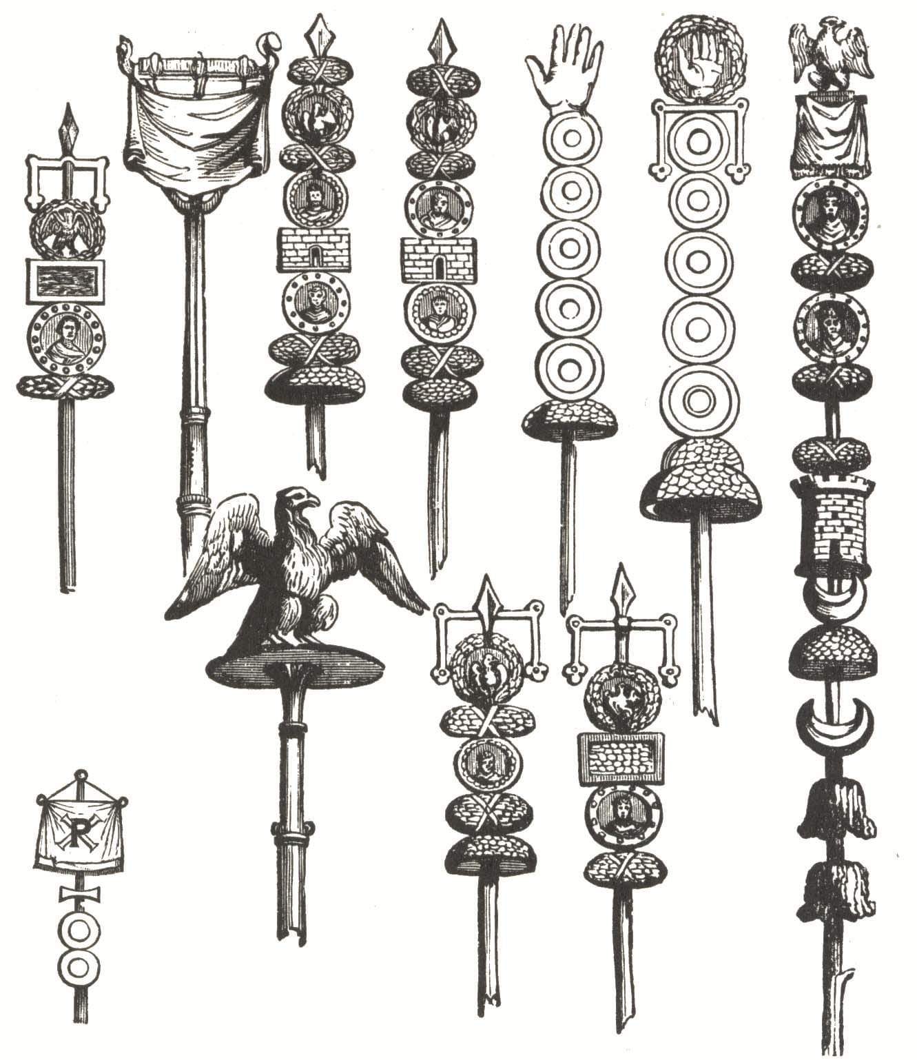 Group of eleven Roman imperial standards, from Preble, George Henry (1880)