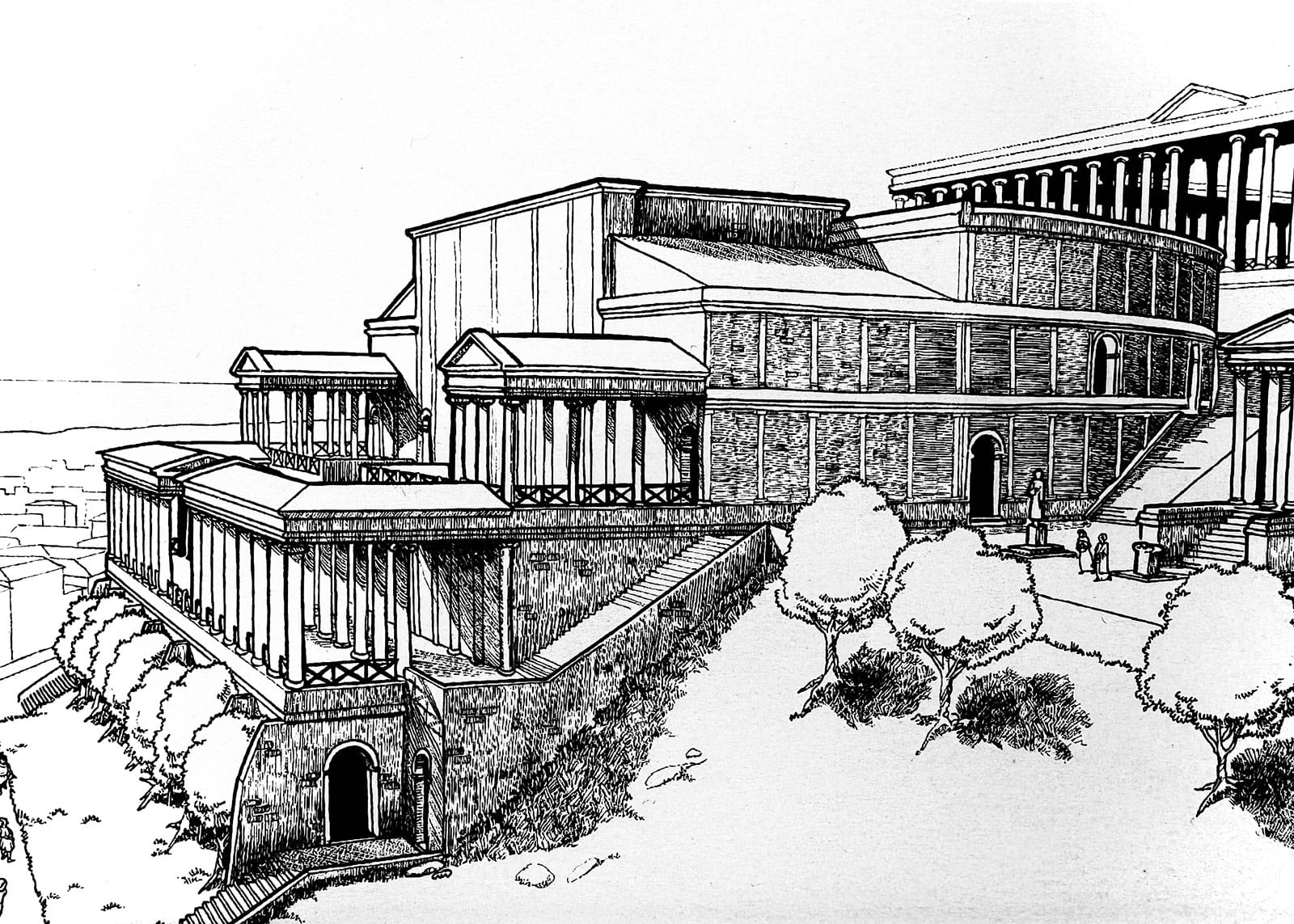 A representation of how the Ancient Roman Theatre (Teatro Romano) looked like in Lisbon, Portugal.