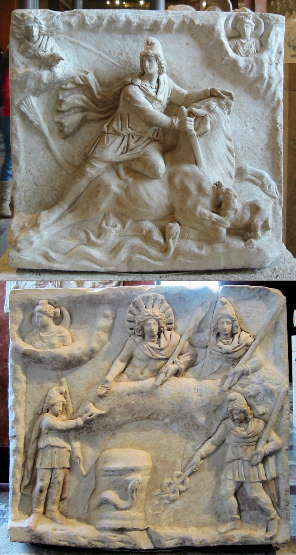 Double-faced Mithraic relief.