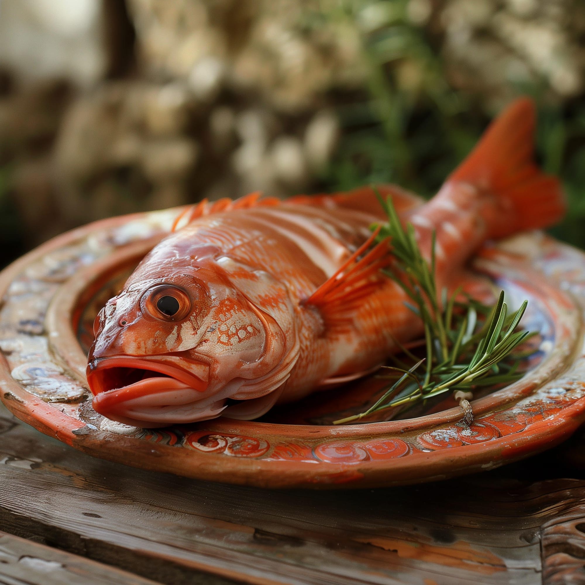 A freshly caught red mullet, ready for the Roman chef to prepare it