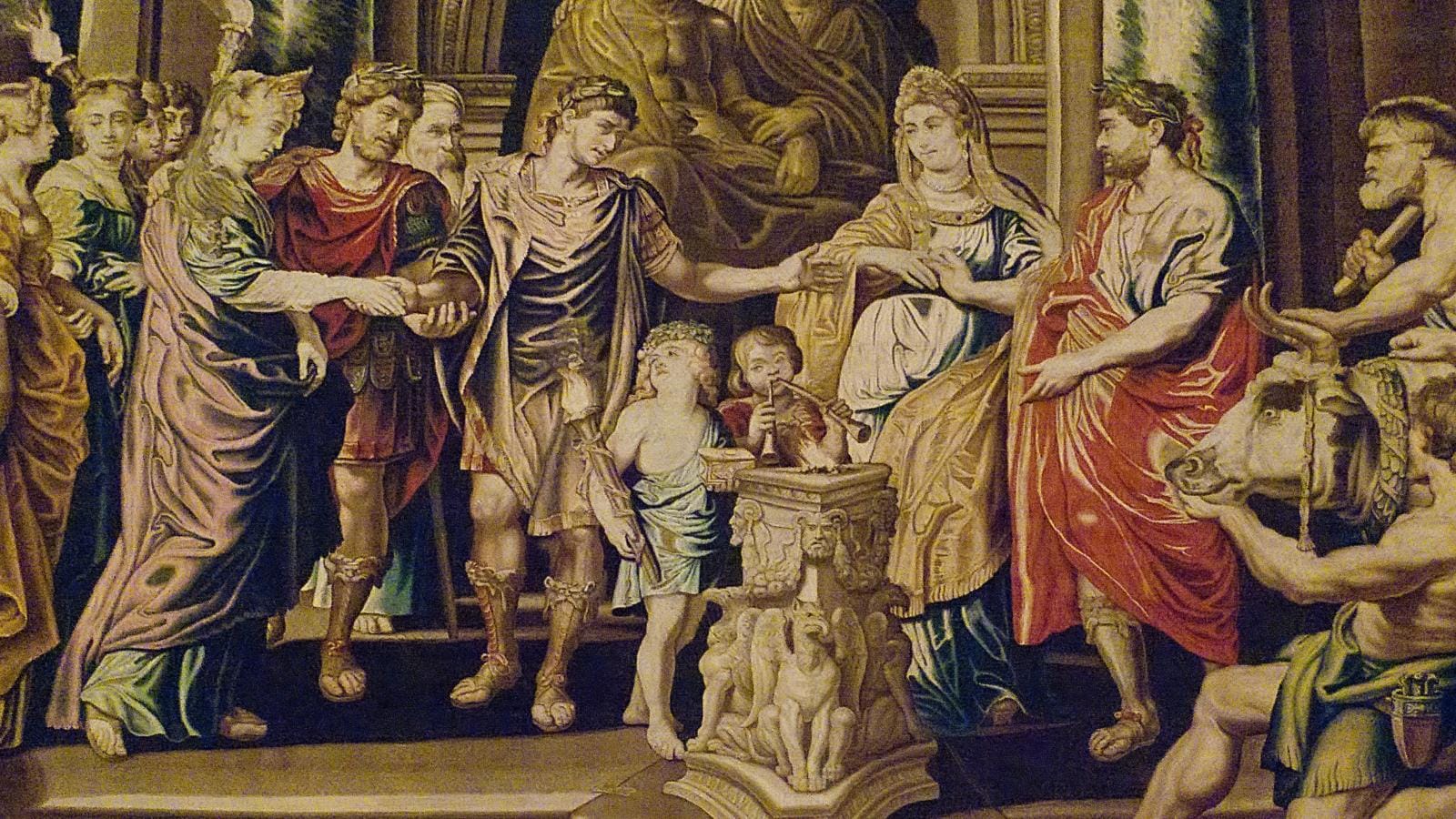 Detail of Tapestry Depicting the Marriage of Contantine I and Fausta by Peter Paul Rubens 1623-1625 CE Wool and Silk