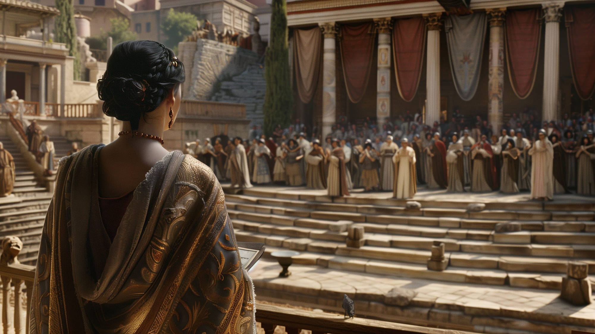 Hortensia practicing her rhetoric in the Roman Forum