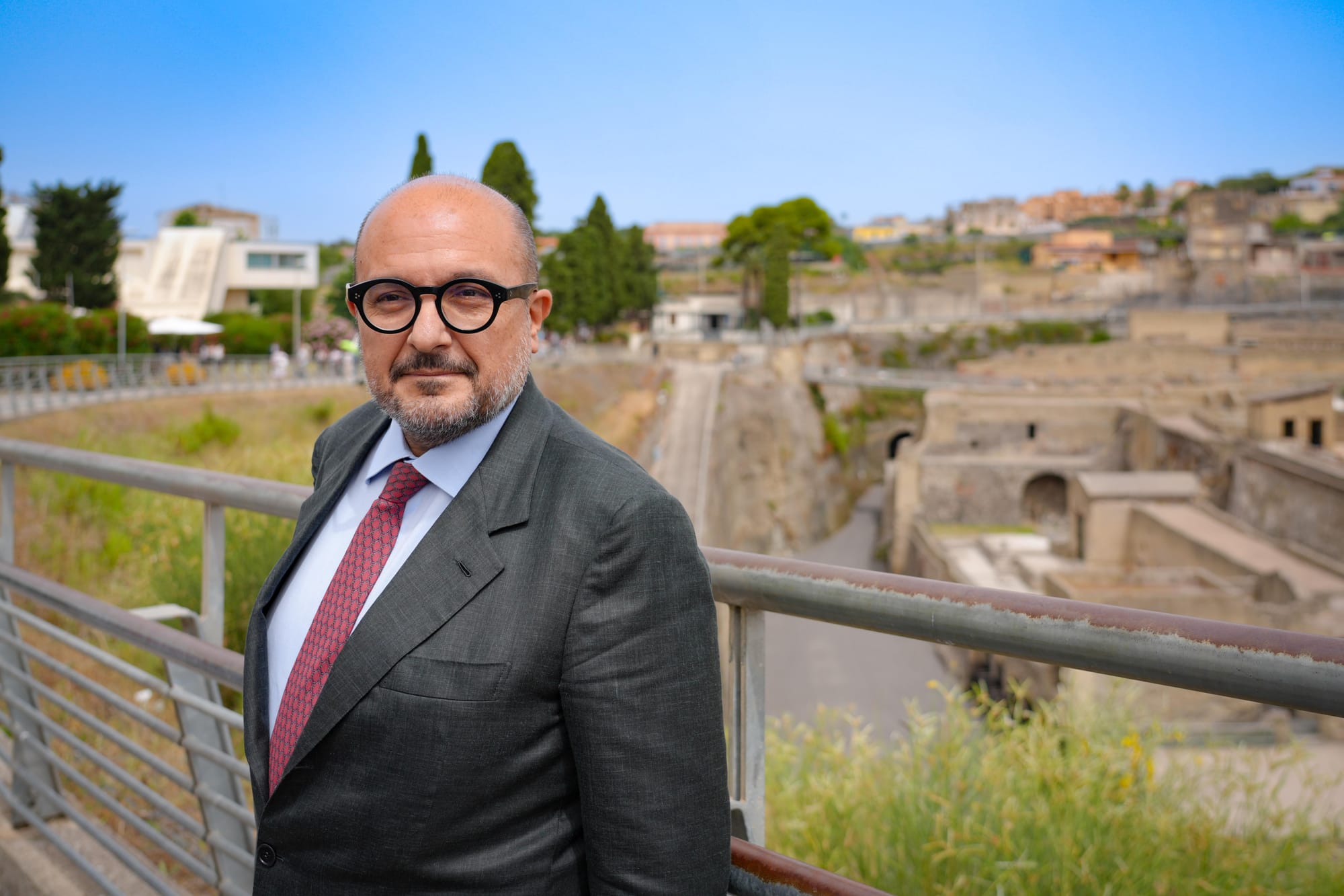 Minister of Culture Gennaro Sangiuliano at the Herculaneum Beach inauguration