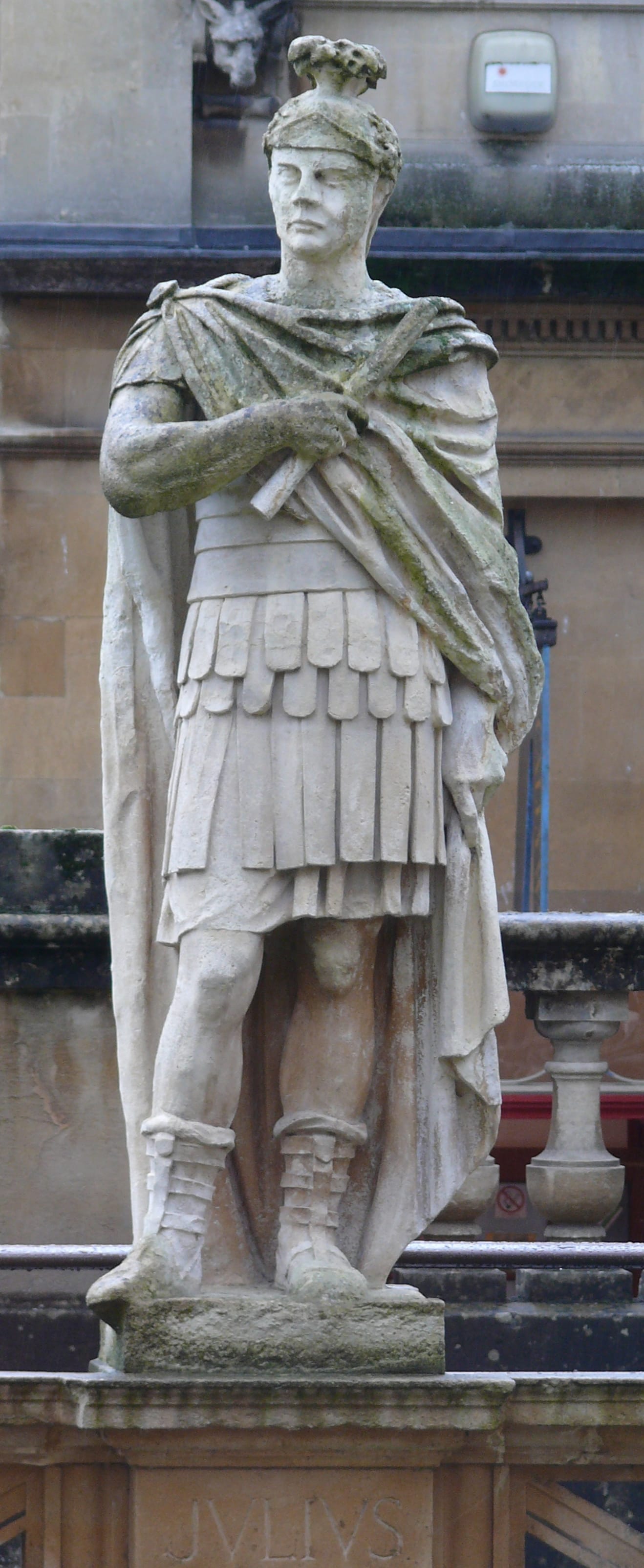 Statue of general Gnaeus Julius Agricola, governor of Brittannia, on the terrace of the Roman Baths (Bath)