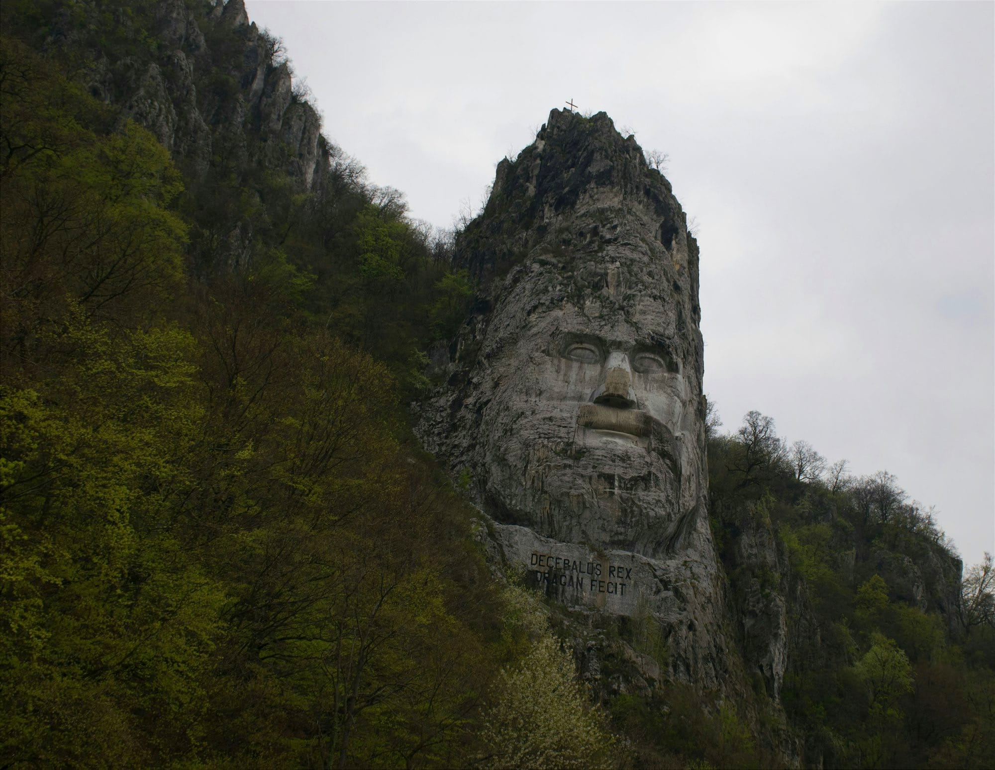 King Decebalus' rock sculpture, located near Danube's Big Boilers on the border between Serbia and Romania